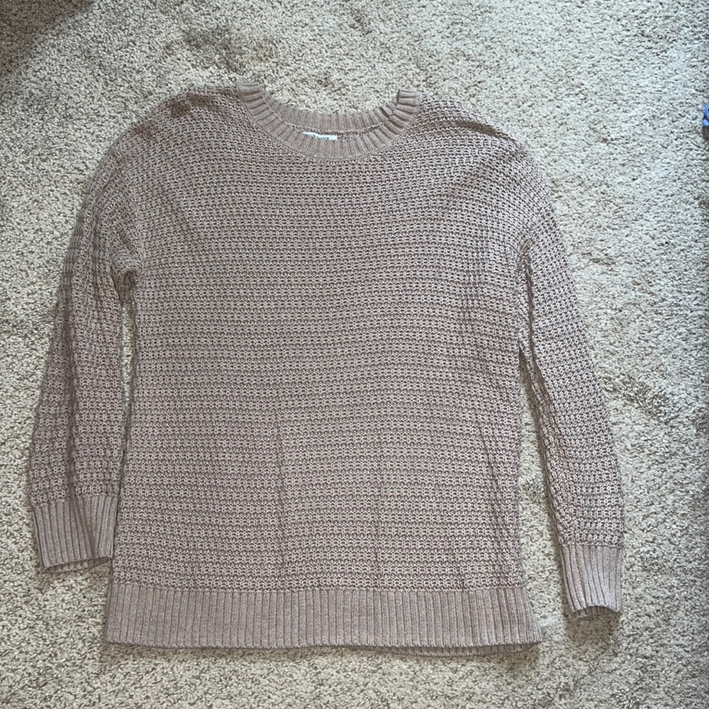 Old Navy - Taupe Textured Cotton-Blend Tunic Sweater